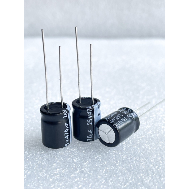 (ชุด10ตัว) C 470UF 25V คาปาซิเตอร์ แบรนด์Aishi สินค้าผลิตใหม่ๆอายุการใช้งานยาวนาน ทนร้อนสูง105C 10x1