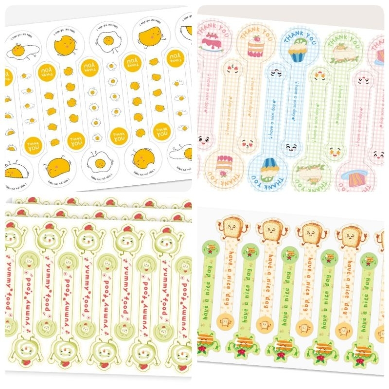 ( ลายขนม ) สติกเกอร์แบบยาวคาดกล่องขนม self-กาวเบเกอรี่กล่องเค้ก DIY เบเกอรี่สติกเกอร์ 3*10 ซ.ม 100 ดวง/แพค