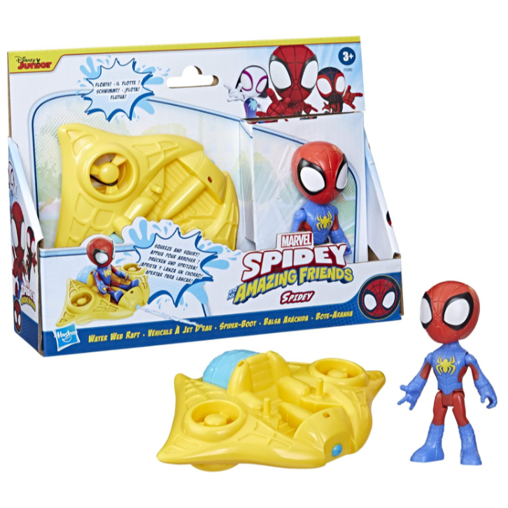Marvel Spidey and His Amazing Friends Spidey Water Web Raft, Water Toy with Spidey Action Figure