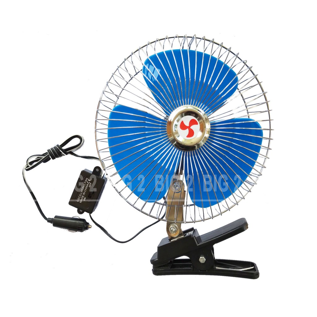 CAR FAN พัดลมหนีบติดในรถยนต์ ขนาด 8 นิ้ว 12V (สีฟ้า)