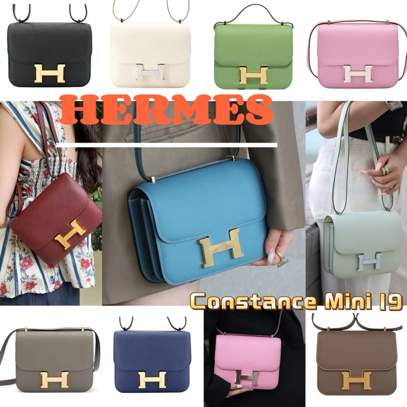 🔥   100% ของแท้จากยุโรป HERMES CONSTANCE MINI 19 Epsom Cowhide กระเป๋าสะพายข้าง ✨