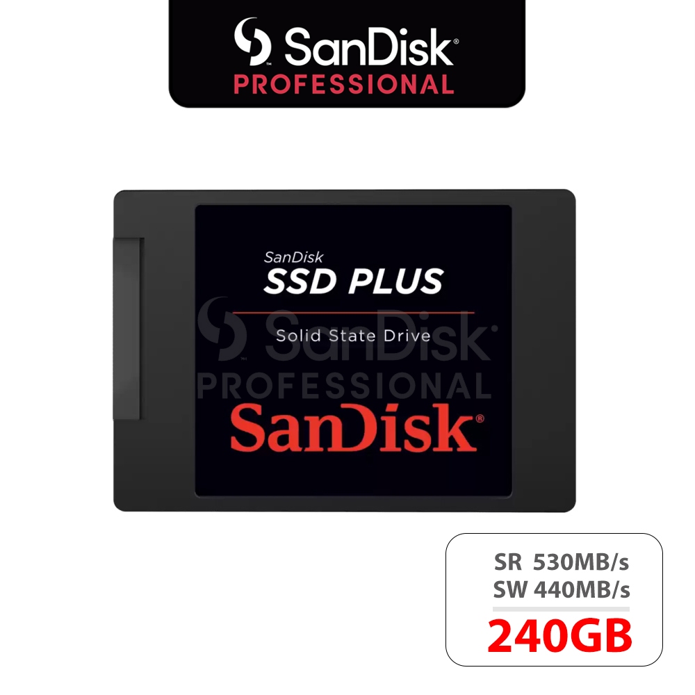 SanDisk PLUS SSD 240GB , SDSSDA-240G,  SR530/SW440MB/s, ประกัน 3 ปี Solid State Drive เอสเอสดี