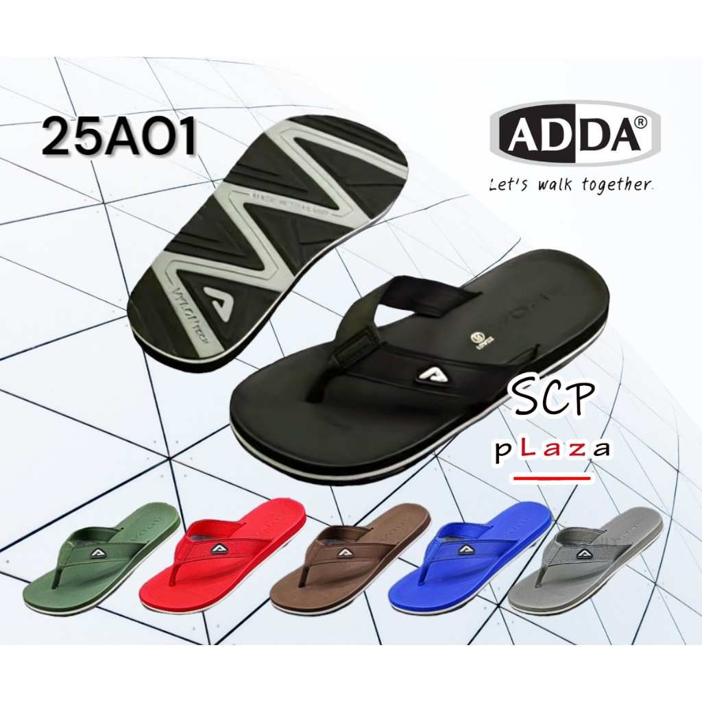 Store.98 รองเท้าแตะ หูคีบ/หูหนีบ ADDA 25A01 พื้นยางพารา ลายกราฟฟิก นุ่ม ทน ใส่สบาย ขนาดเบอร์ UK 7-11