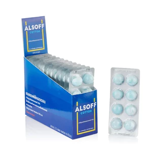 (1แผง=8ก้อน) ALSOFF COTTON สำลีก้อน ชุบแอลกอฮอล์ แอลซอฟต์ คอตตอน Alcohol Cotton Balls เสือดาว