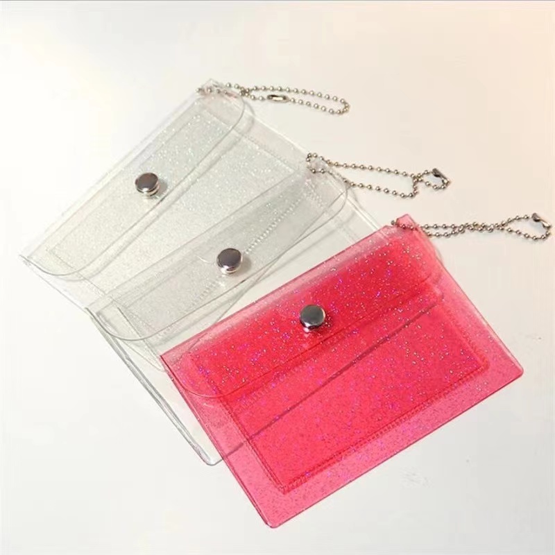 กระเป๋าเครื่องสำอางค์แบบใส กลิตเตอร์ PVC สำหรับใส่เหรียญ กระเป๋าสตางค์