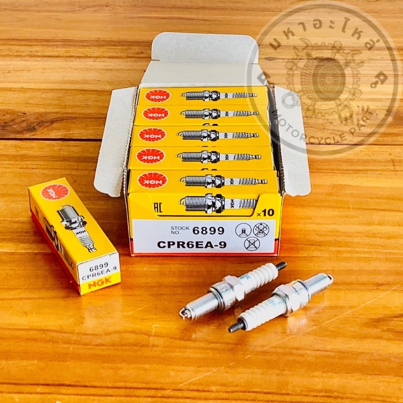 หัวเทียน NGK เกลียวยาว CPR6EA-9 มอเตอร์ไซด์ (ยกกล่อง 10หัว) สกู๊ปปี้,เวฟ110i,เวฟ125,ดรีม125,แกรนฟีลาโน่