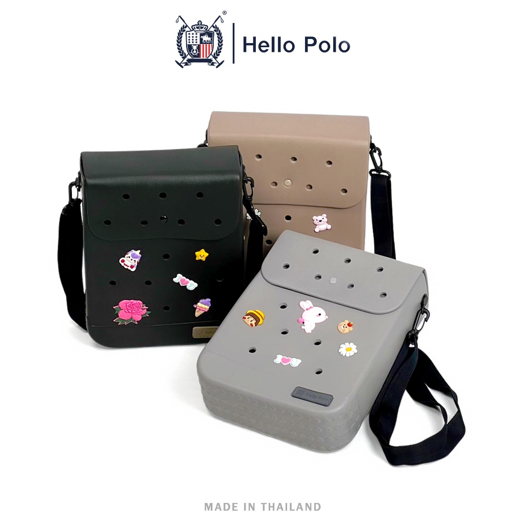 Hello Polo กระเป๋าสะพายข้าง ครอสบอดี้ กระเป๋ามีรู EVA สายกระเป๋าปรับได้ สำหรับผู้ชาย ผู้หญิง ขนาด 31.5x24.5 รุ่น BH2006