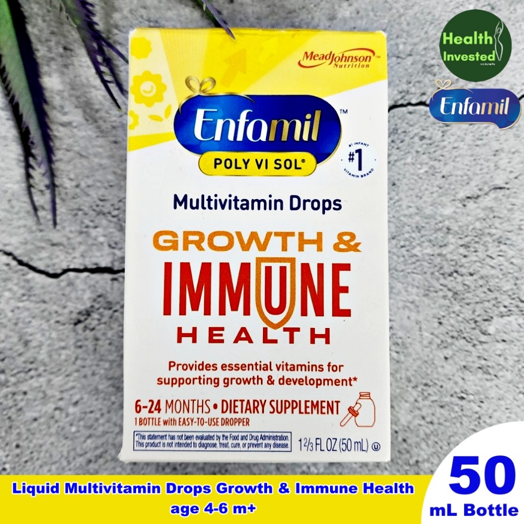 <Enfamil> Liquid Multivitamin Drops Growth & Immune Health age 4-6 m+, 50 mL Bottle​ วิตามินรวม ชนิด