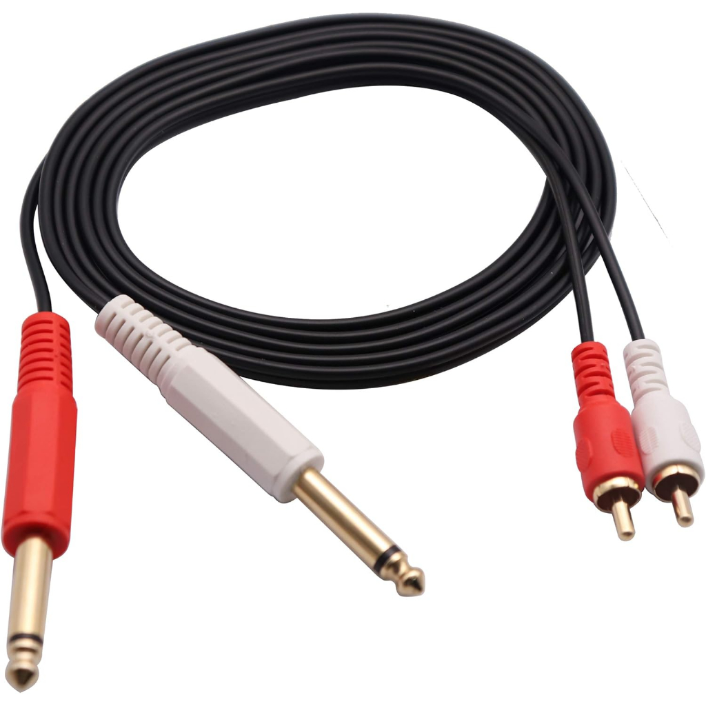 Dual 6.35mm to 2 RCA Audio Cable,Gold-Plated Dual 6.35mm (1/4 inch) TS Male to 2RCA 1.8M