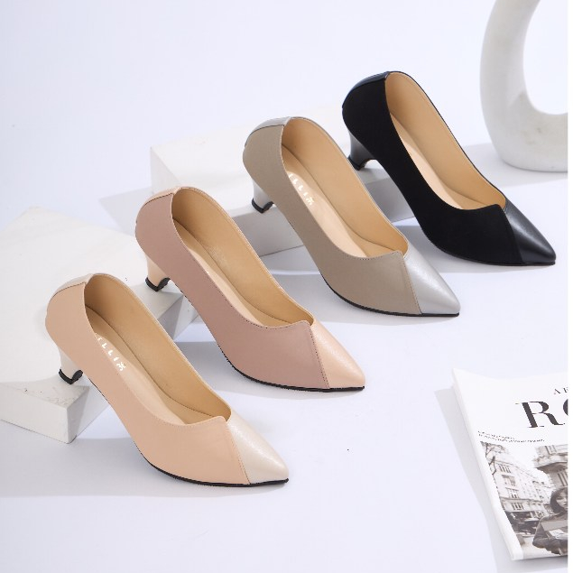 🔥35-45 ขายดีมากรองเท้าคัทชู 2นิ้ว🔥 ใส่ทำงาน แบรนด์Chillichic (COL04) ตัดขอบผ้ากัมมะหยีใส่สวยมาก