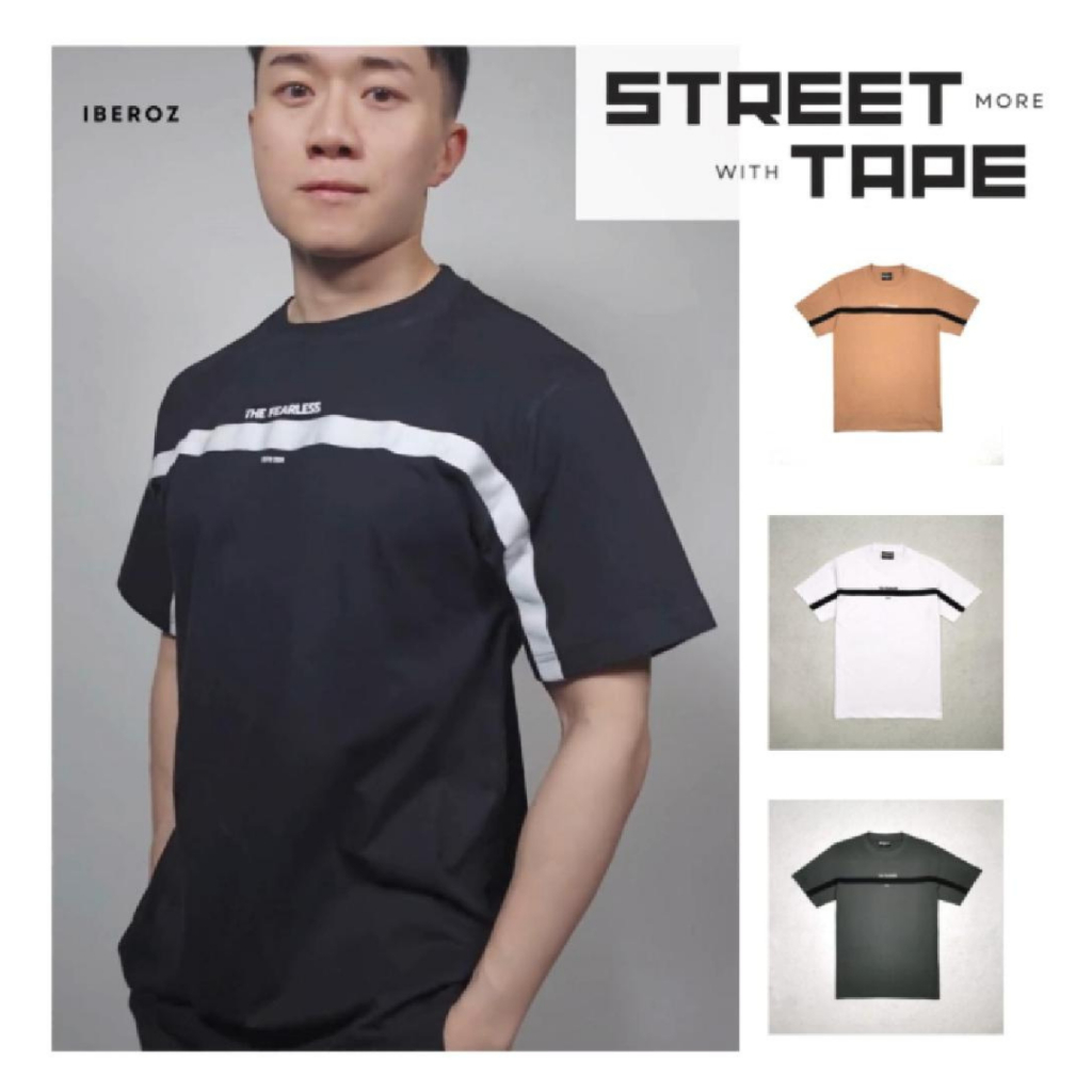 IBEROZ เสื้อยืด แนวสตรีท สกรีนลาย ติดเทปทอ รุ่น S-TFEARLESS