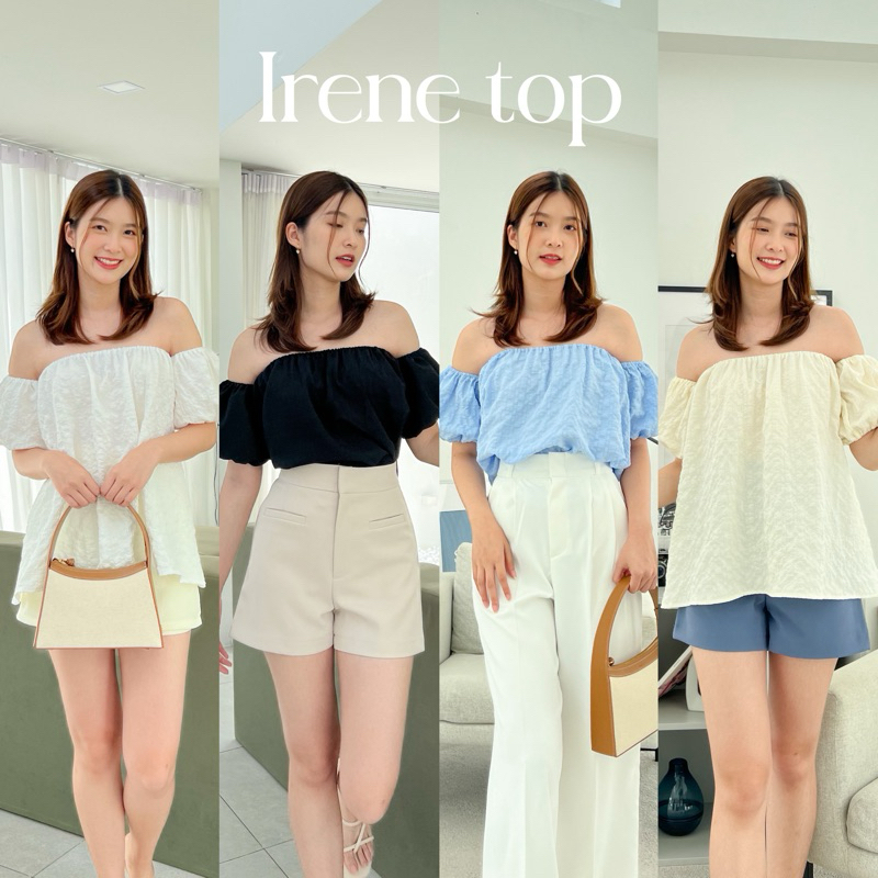 AGLEAMIN3011 | Irene top เสื้อปาดไหล่แขนตุ๊กตา