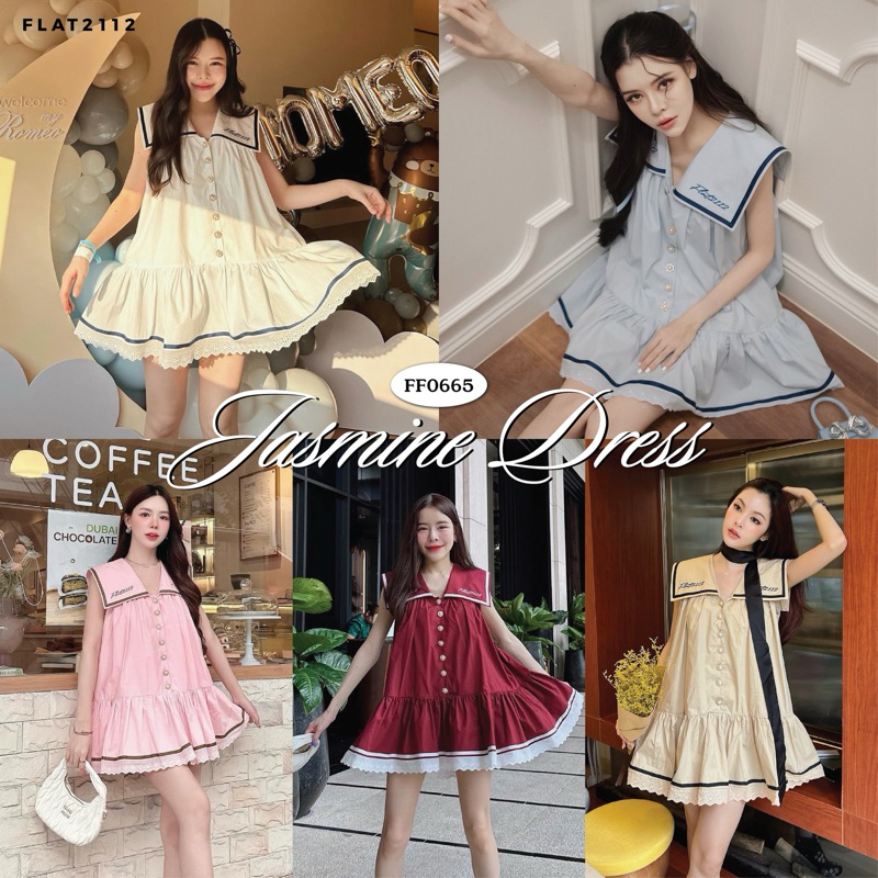 FLAT2112 FF0665 : JASMINE DRESS เดรสคอปก oversized