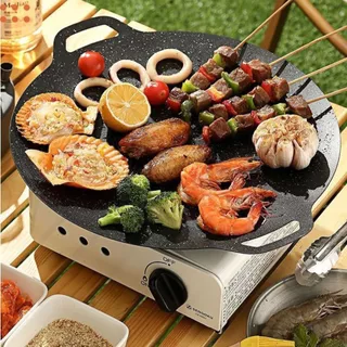 [ No.3032 ] กระทะปิ้งย่าง กระทะปิ้งย่างเกาหลี BBQ กระทะทรงแบน ผิวลื่นไม่ติดกระทะ