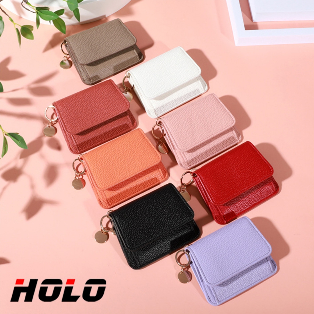 เกาหลี สไตล์ใหม่ กระเป๋าสตางค์สำหรับสุภาพสตรี ซองการ์ด ความเรียบง่าย สีทึบ