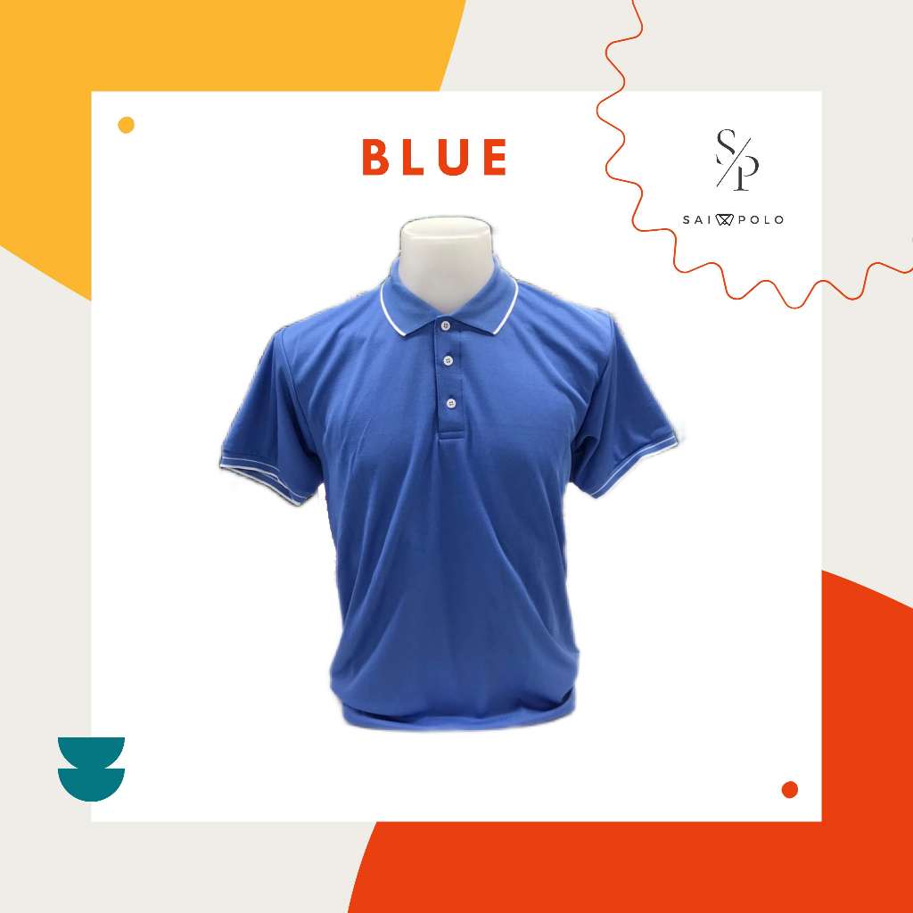 เสื้อโปโล ผู้ชายไม่มีโลโก้ สีฟ้า(BLUE) เนื้อผ้า UV TECH ผ้านิ่ม ใส่สบาย ผ้าไม่เป็นขุย ยับยาก รีดง่าย BY SAI POLO