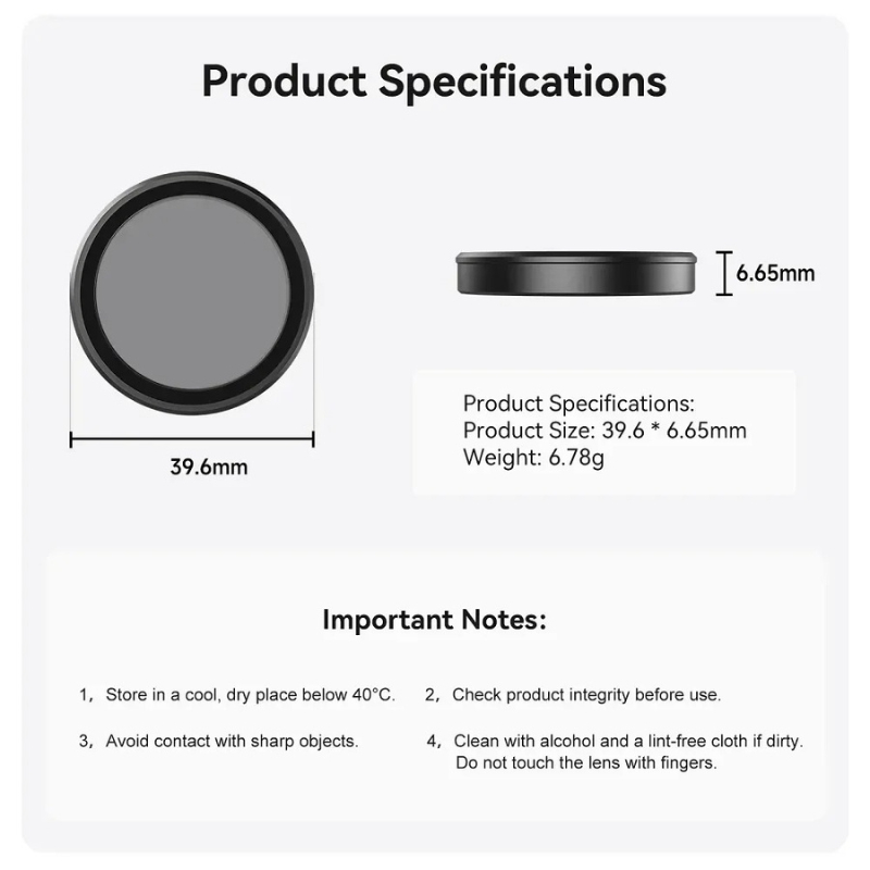 Telesin ND64 (Neutral Density Filters) For DJI Osmo Action 5Pro/4/3