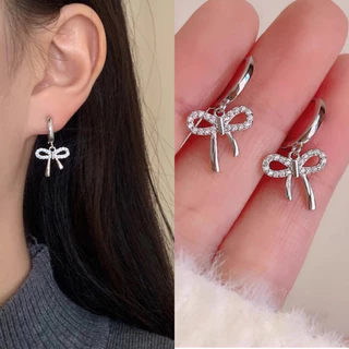 🛵มีบริการส่งด่วน🛵พร้อมส่ง 𝑆𝑖𝑙𝑣𝑒𝑟 92.5% ต่างหูเงิน ต่างหูห่วง ตุ้มหูโบว์ 1 คู่ คนแพ้ง่ายใส่ได้