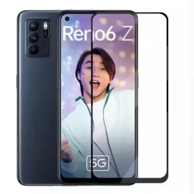 ฟิล์มกระจกนิรภัย เต็มจอ Oppo Reno 6 Z 5G ฟิล์มเต็มจอ ขอบดำ Reno6Z 5G ฟิล์มกันกระแทก ฟิล์มกันรอย มีคุณภาพ