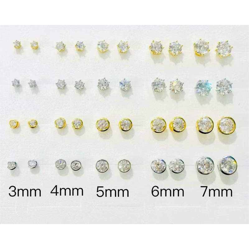ต่างหูเพชร CZ หุ้มทอง 24K 💎 ไม่แพ้ ไม่ลอก ไม่ดำ | ต่างหูผู้หญิง ใส่แล้วดูแพง สไตล์เกาหลี มี 5 ขนาด