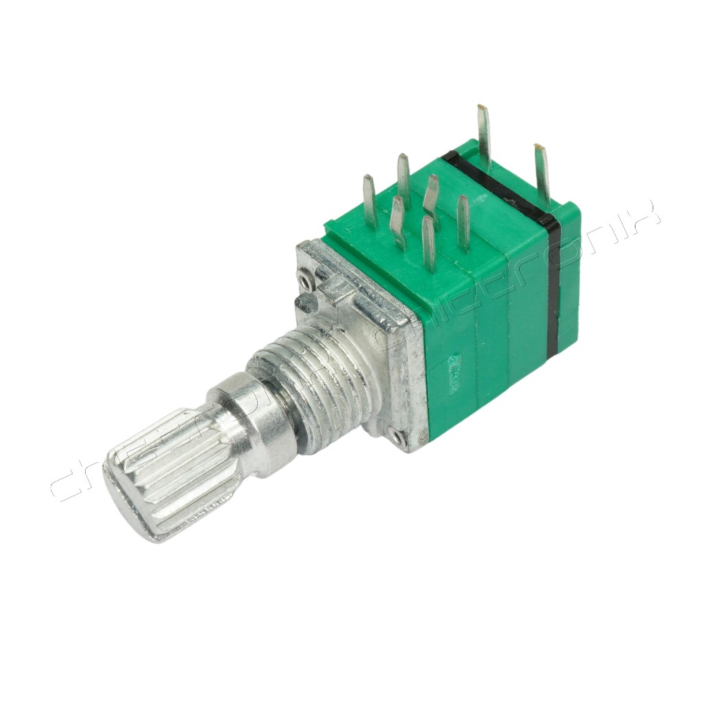 Volume วอลลุ่ม VR 9 mm. 2 ชั้น 8 ขา 50K มีสวิทช์ กดติด-ปล่อยดับ