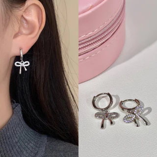 🛵มีบริการส่งด่วน🛵พร้อมส่ง 𝑆𝑖𝑙𝑣𝑒𝑟 92.5% ต่างหูเงิน ต่างหูห่วง ตุ้มหูโบว์ 1 คู่ คนแพ้ง่ายใส่ได้