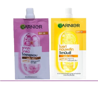 (1กล่องx6ซอง) GARNIGR การ์นิเย่ ไบรท์คอมพลีทสิตามินซี/ซากุระโกลว์ เซราไมด์ เซรั่ม-ครีม ทาหน้า SPF30PA+++