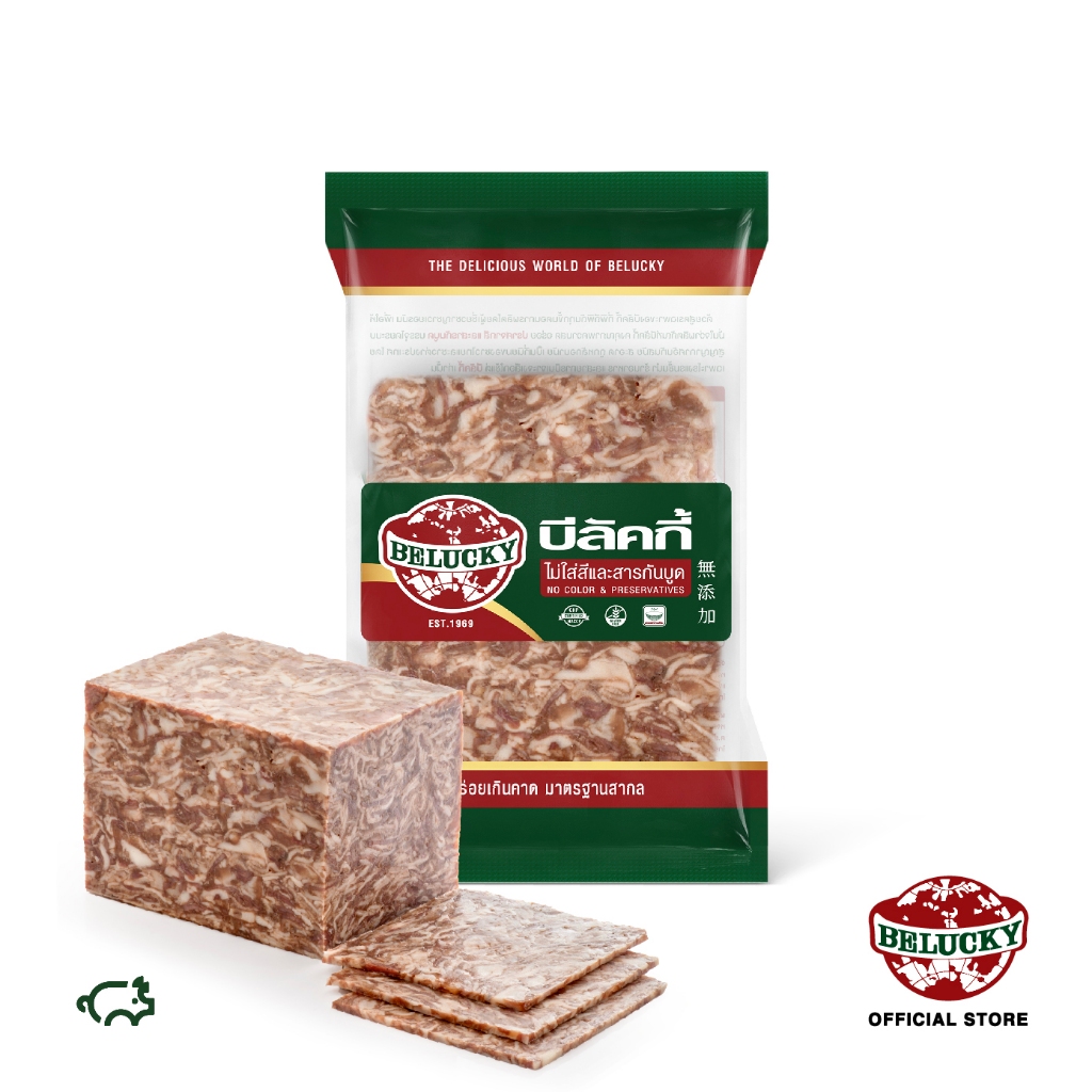 Belucky บีลัคกี้ Chinese Bacon Slices หมูตั้งสไลด์ ( 500g )