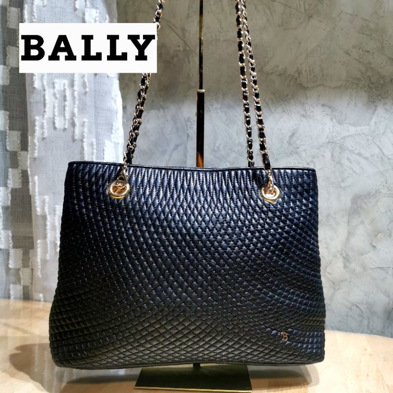 Bally แท้ หนังแกะทั้งใบ สายโซ่สีทอง