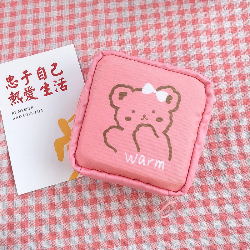 พร้อมส่ง กระเป๋าใส่ผ้าอนามัย ลายการ์ตูน กระเป๋าเครื่องสำอางค์ น่ารักขนาพกพา