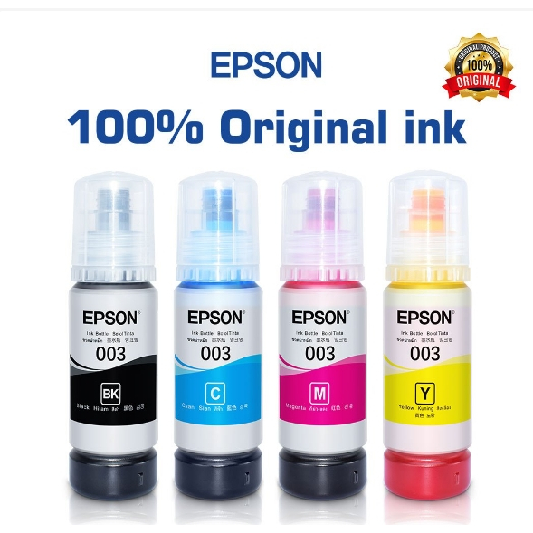 EPSON 003 หมึกแท้ 65 ml สินค้าเดิม 100% 4 สี BK, C, M, Y ไม่มีกล่อง L1110 L1210 L1216 L1250 L1256 L3100 L3101