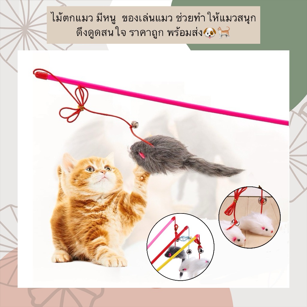 BN-592 🐭 ไม้ตกแมวมีตุ๊กตาหนูในตัว | ของเล่นแมวสุดโปรด!  ไม้ล่อแมวสุดฮิต มาพร้อมตุ๊กตาหนูและเสียงกระดิ่งในตัว ช่วยกระตุ้น