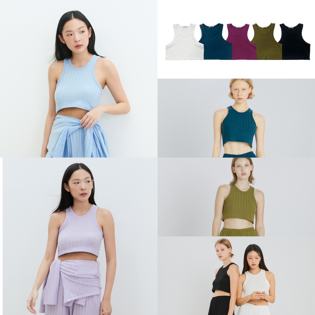 picht - Spin high neck crop เสื้อครอปไหมพรม แขนกุด คอสูง (The Knit Collection)