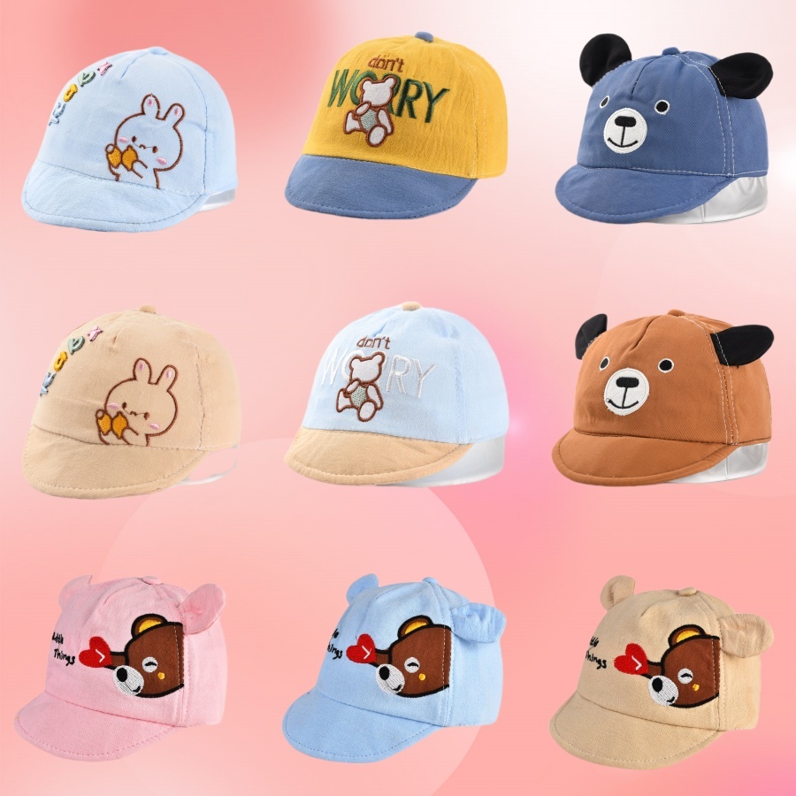 หมวกทารก หมวกกันแดดเด็ก แฟชั่นการ์ตูน เหมาะสําหรับเด็กอายุ 0 ถึง 3 ปี เส้นรอบวงหมวก 48-50CM