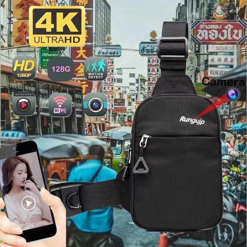 กล้องบันทึกVDO  ความชัด 4K Backpack cam กล้องวงจรปิดกระเป๋าสะพาย