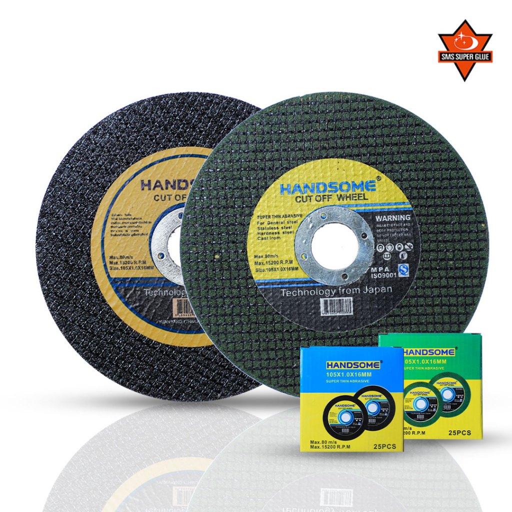 ใบตัด HANDSOME  4 นิ้ว ใบตัดเหล็ก สแตนเลส สีเขียว สีดำ บาง1.0mm 25ใบ