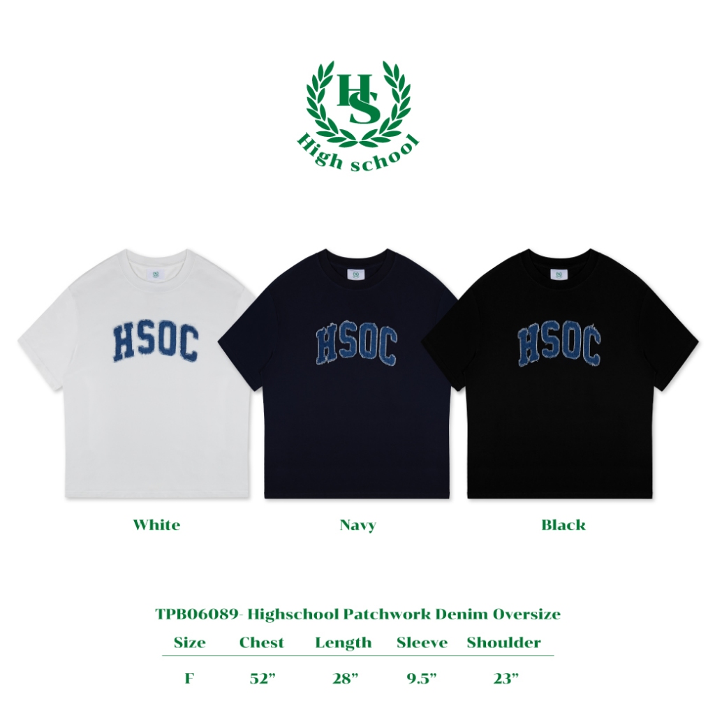 Highschool - TPB06089 เสื้อยืดปักเดนิม Patchwork Denim