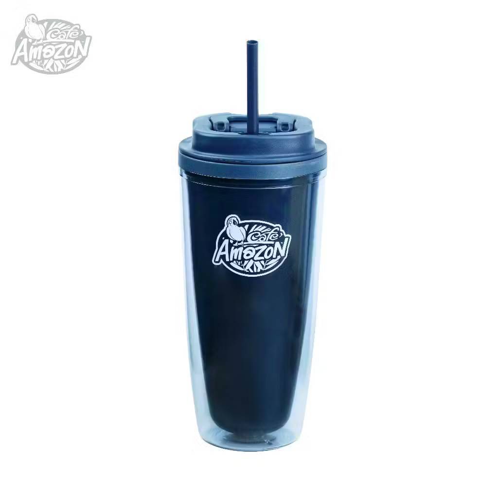 Cafe Amazon 2 in 1 Tumbler แก้วพลาสติกสองชั้น 2 in 1 สี NAVY ขนาด 22 ออนซ์
