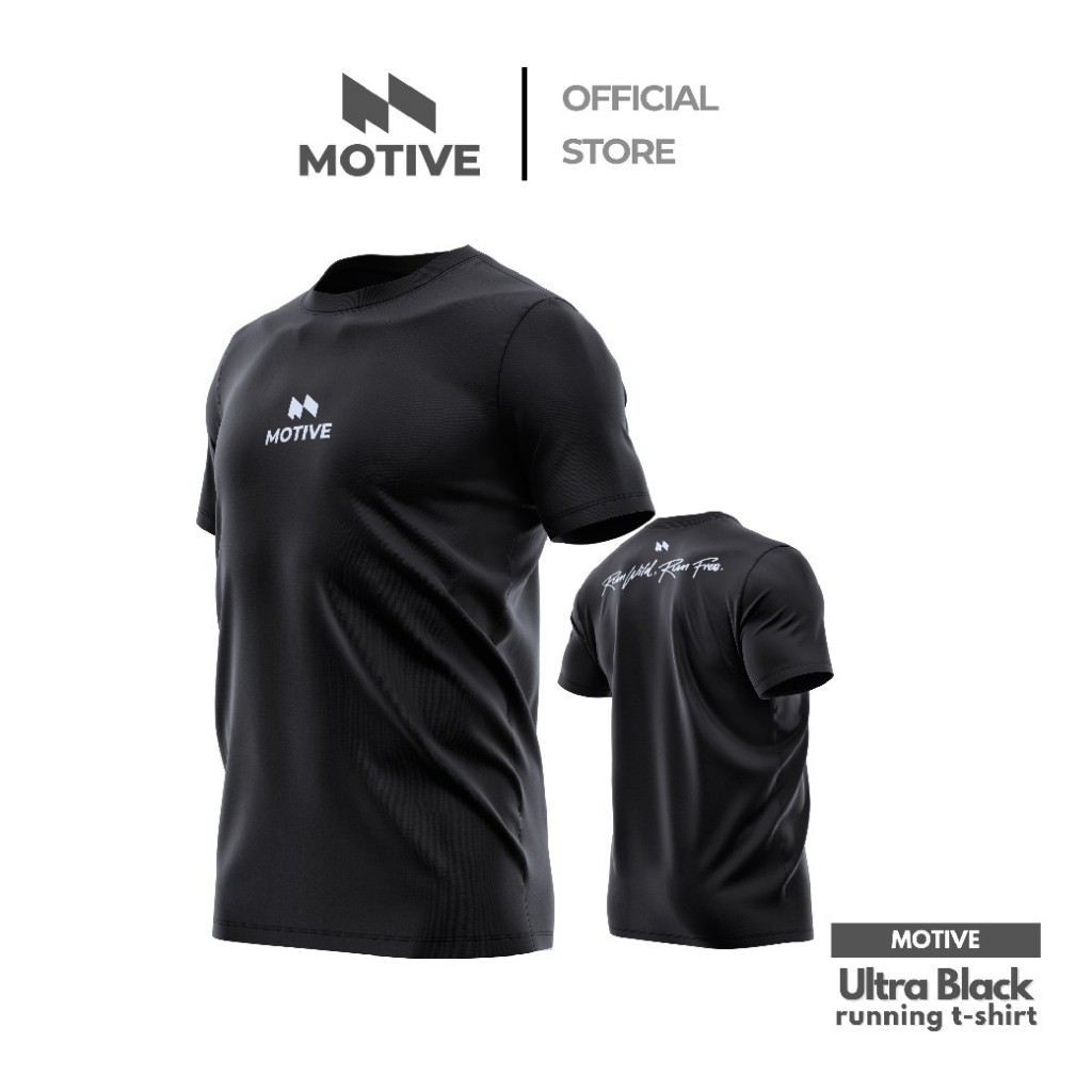 MOTIVE เสื้อวิ่ง Running Shirt รุ่น ULTRA BLACK เนื้อผ้าดี แห้งเร็ว