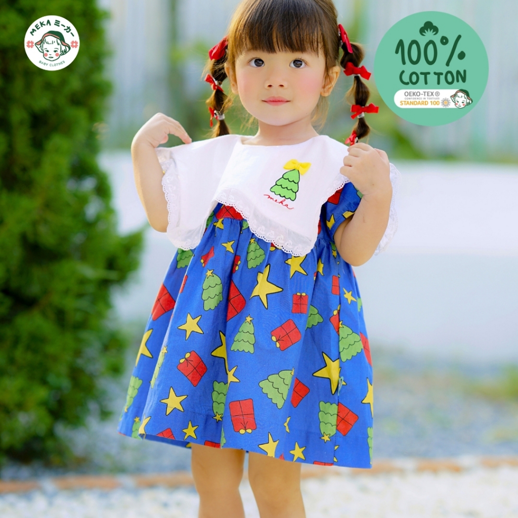 [พร้อมส่ง ] ชุดเดรสเด็ก ลาย Santa BOXES Dress [อายุ 18m-5y] ผ้า 𝙋𝙧𝙚𝙢𝙞𝙪𝙢 𝘾𝙤𝙩𝙩𝙤𝙣 𝙆𝙤𝙧𝙚𝙖𝙣 แบรนด์ 𝙈𝙚𝙠𝙖.𝘽𝙖𝙗𝙮 𝘾𝙡𝙤𝙩𝙝𝙚𝙨