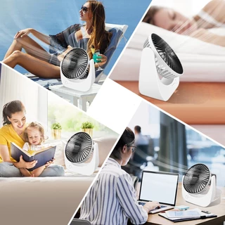 Shar พัดลมพกพา Desktop Fan พัดลม ชาร์จแบตได้ แบตในตัว ชาร์จแบตได้ USB ปรับความเร็วได้ 3