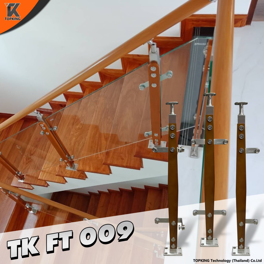 เสาบันได Stainless เสาราวกระจก เสายึดบันได ราวบันได เสายึดบันได TK FT009