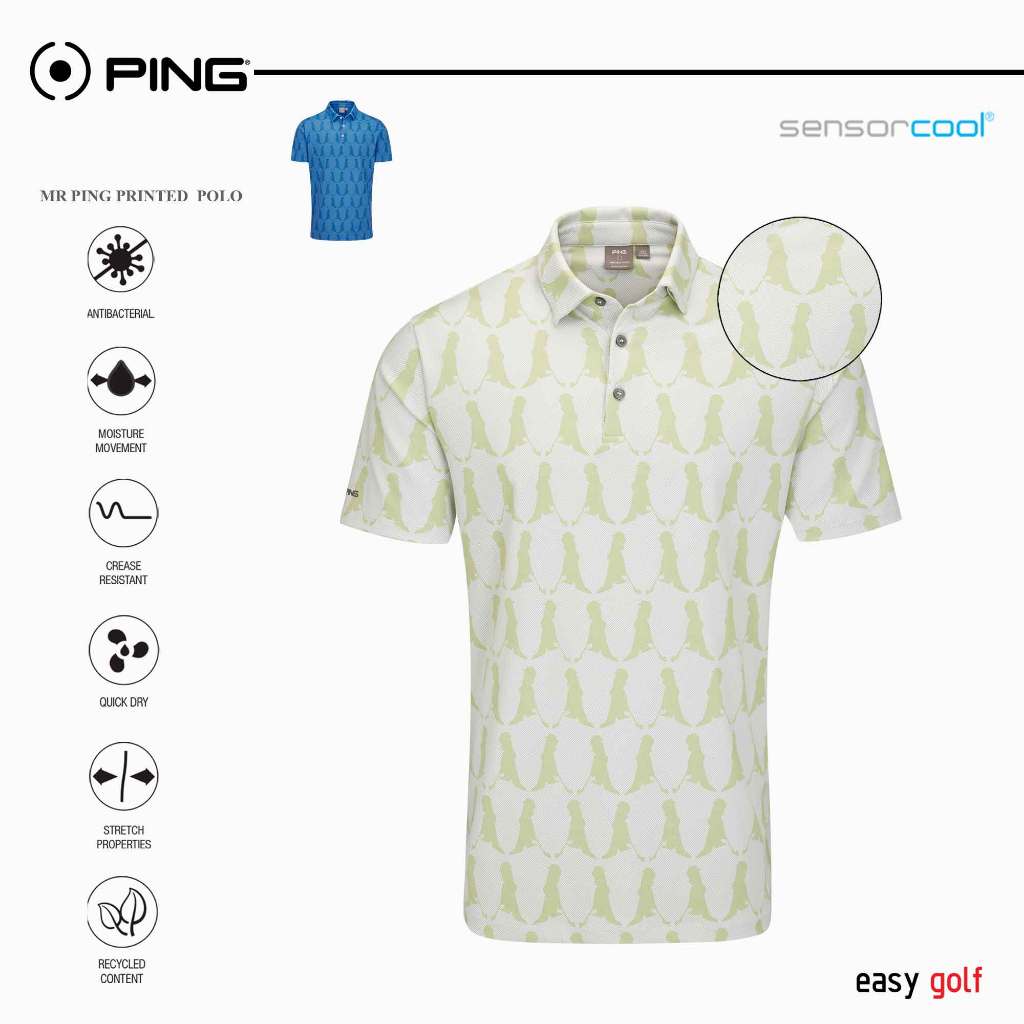 PING MR PING PRINTED  POLO  PING MEN'S POLO เสื้อกีฬากอล์ฟผู้ชาย