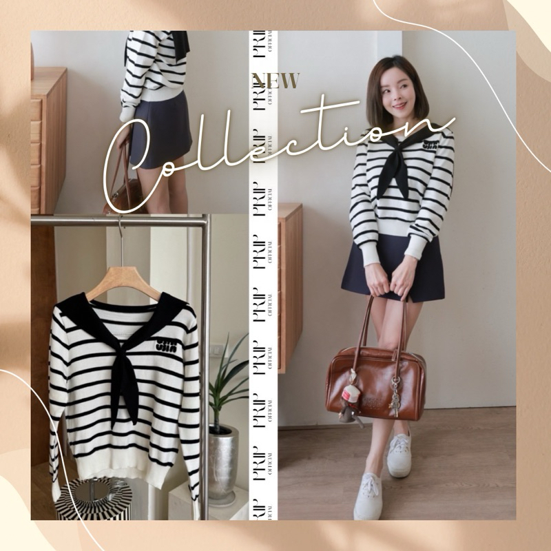 chaline เสื้อนิตติ้งลายทางเนื้อนุ่ม
