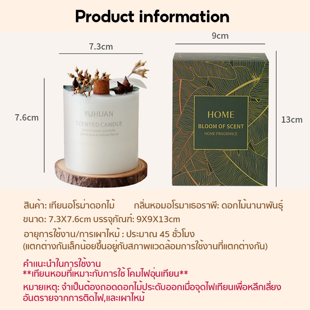 เทียนหอมไขถั่วเหลือง soy wax candle เทียนหอมอโรม่า เทียนหอมปรับอากาศ ตกแต่งห้อง - รูปที่ 7