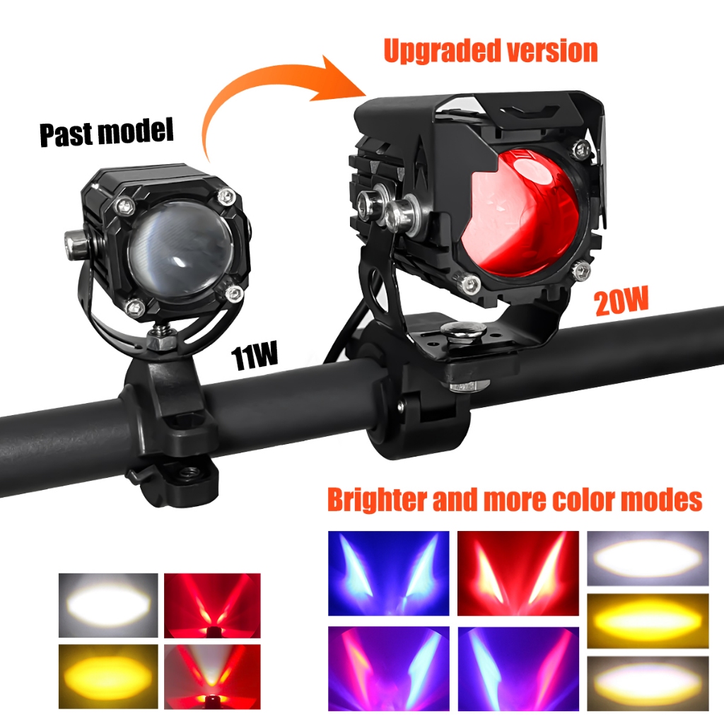 7 โหมด ไฟขับรถขนาดเล็ก อัพเกรดคู่ (2 ชิ้น) LED High Beam และลำแสงต่ำพร้อมกระพริบ Universal