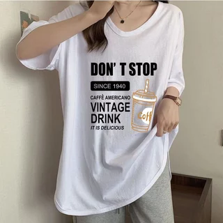 เสื้อยืดสวยๆผู้หญิงฤดูร้อนใหม่ oversize เสื้อผ้าสาวอวบไซส์ใหญ่ เสื้อโอเวอร์ไซส์ไตล์เกาหลีแฟชั่นน่ารัก พิมพ์ลายตัวหนังสือ