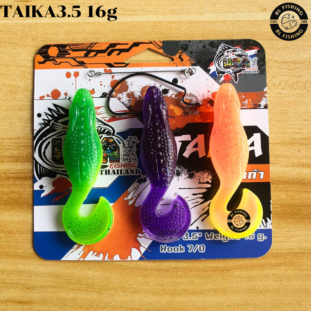 เหยื่อยาง TAIKA3.5 16g น้าโอ๊ต USA 1 ซอง 3 ตัว ฟรีเบ็ด 7/0