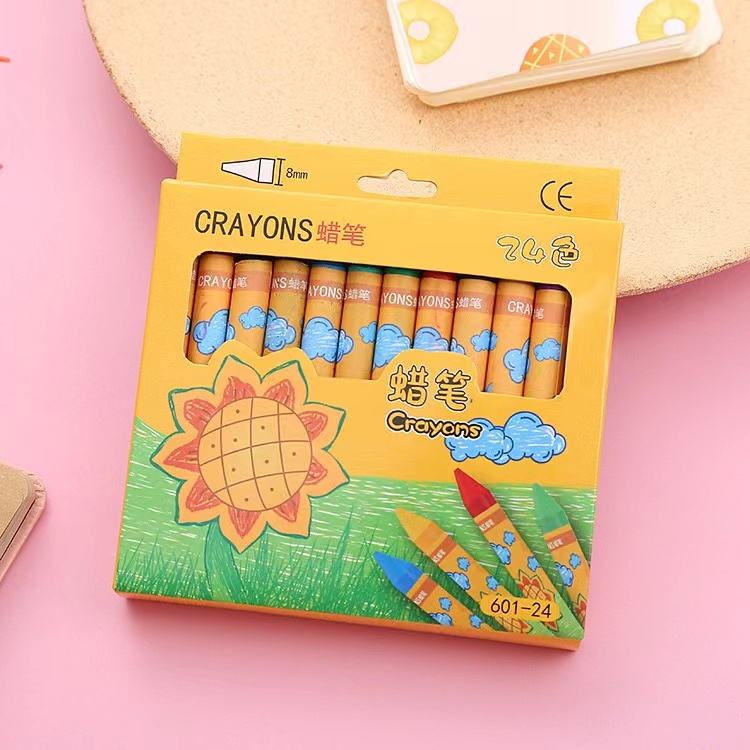 สีเทียน ชุด8-24สี สีสดใส อุปกรณ์วาดรูประบายสี Crayons