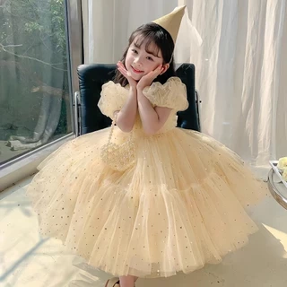 ชุดเดรสเด็กผู้หญิง ชุดเดรสแขนพัฟ เหมาะกับงานวันเกิด สําหรับเด็กผู้หญิง นุ่มสบายสบาย